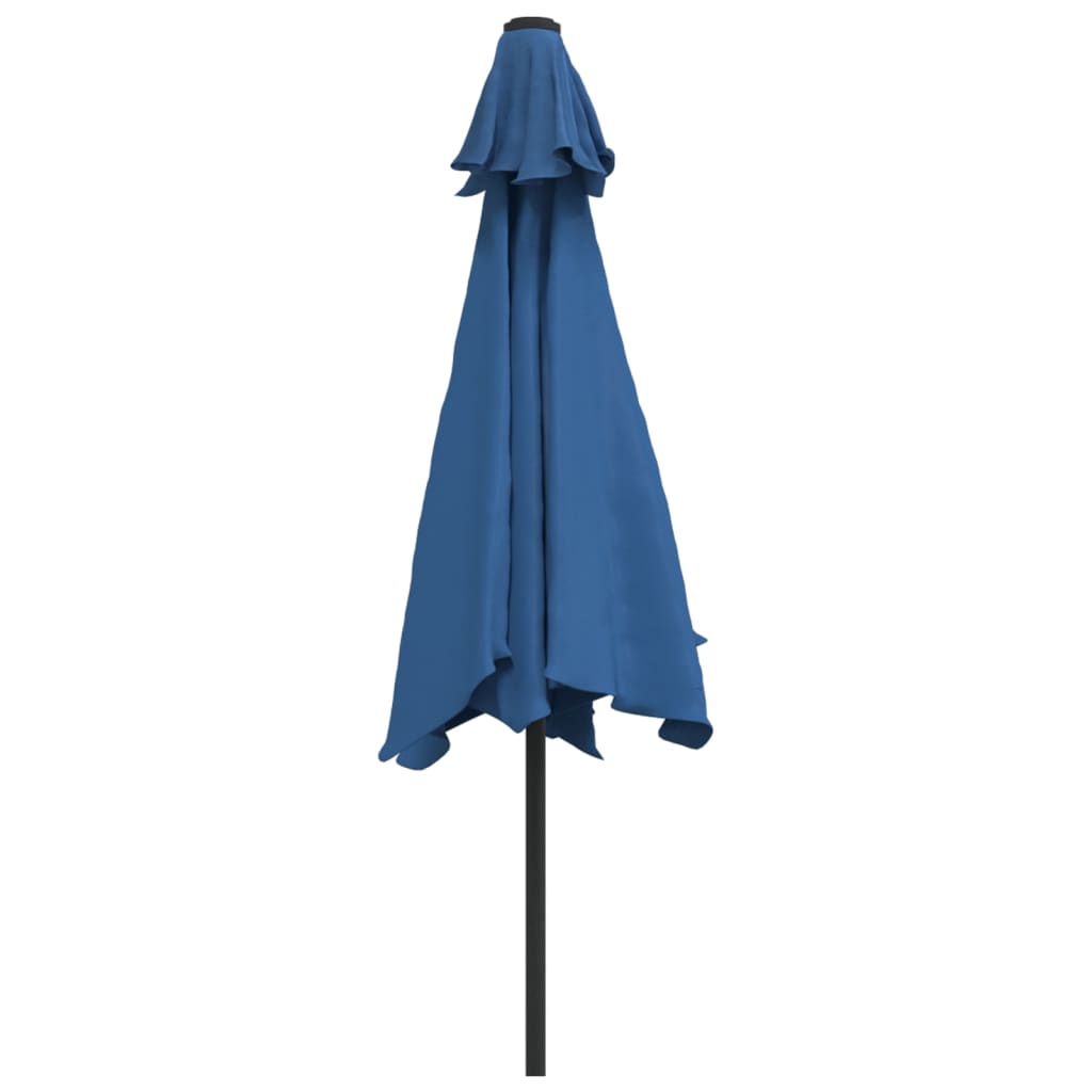 Parasol Met Led-Verlichting En Stalen Paal 300 Cm Blauw