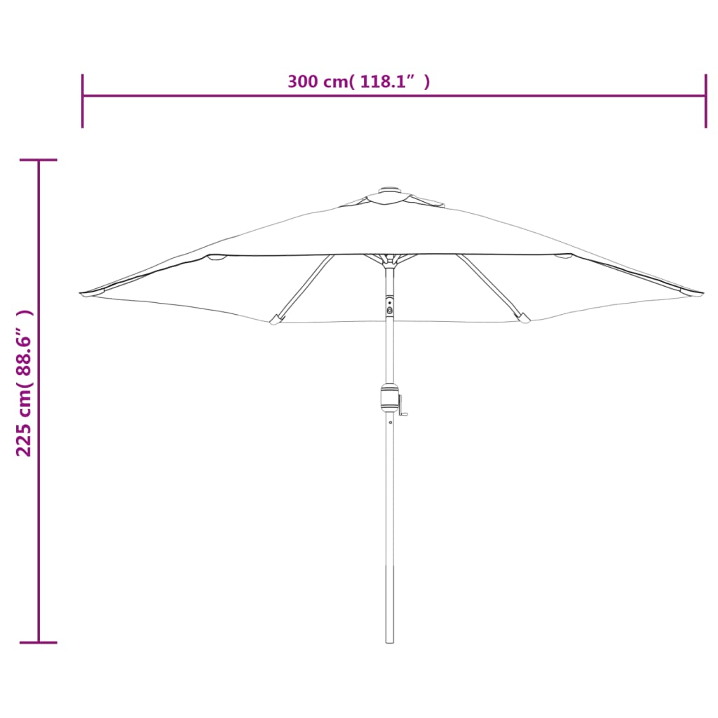 Parasol Met Led-Verlichting En Stalen Paal 300 Cm Blauw