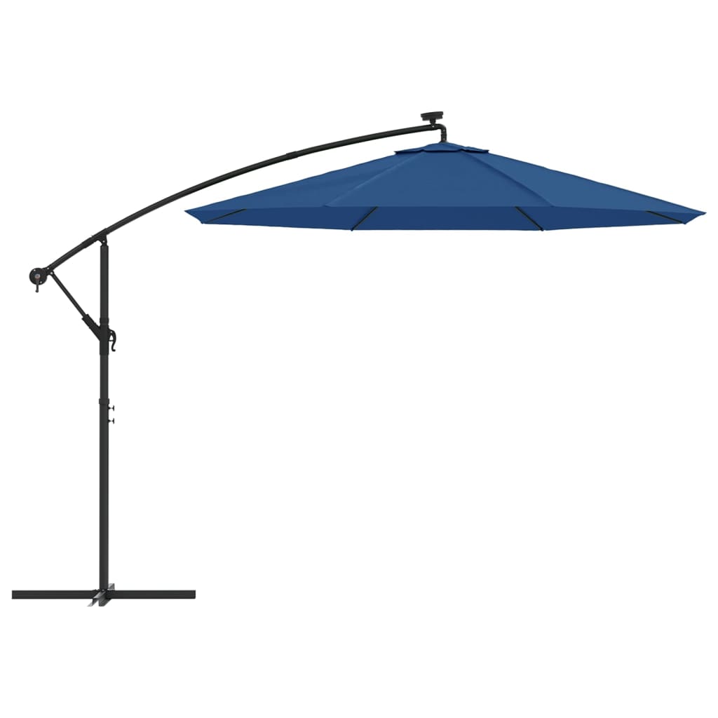 Zweefparasol Met Led-Verlichting En Stalen Paal Blauw