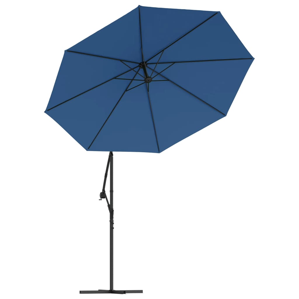 Zweefparasol Met Led-Verlichting En Stalen Paal Blauw