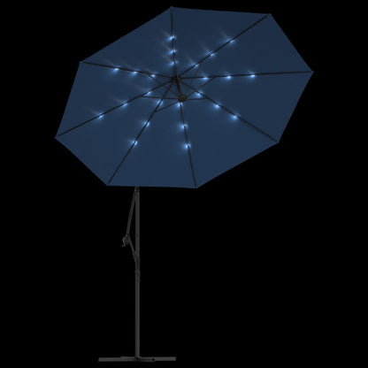 Zweefparasol Met Led-Verlichting En Stalen Paal Blauw