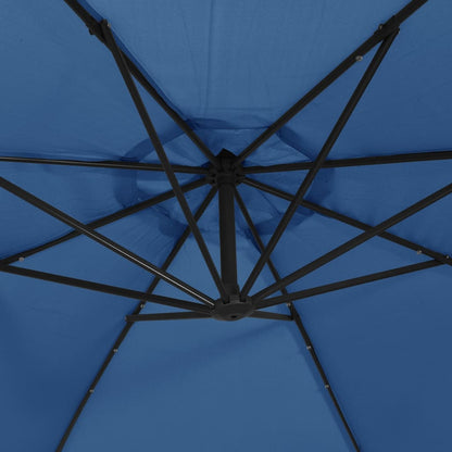 Zweefparasol Met Led-Verlichting En Stalen Paal Blauw