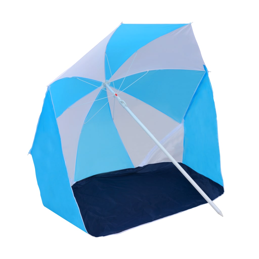 Strandparasol/-Tent 180 Cm Stof Blauw En Wit