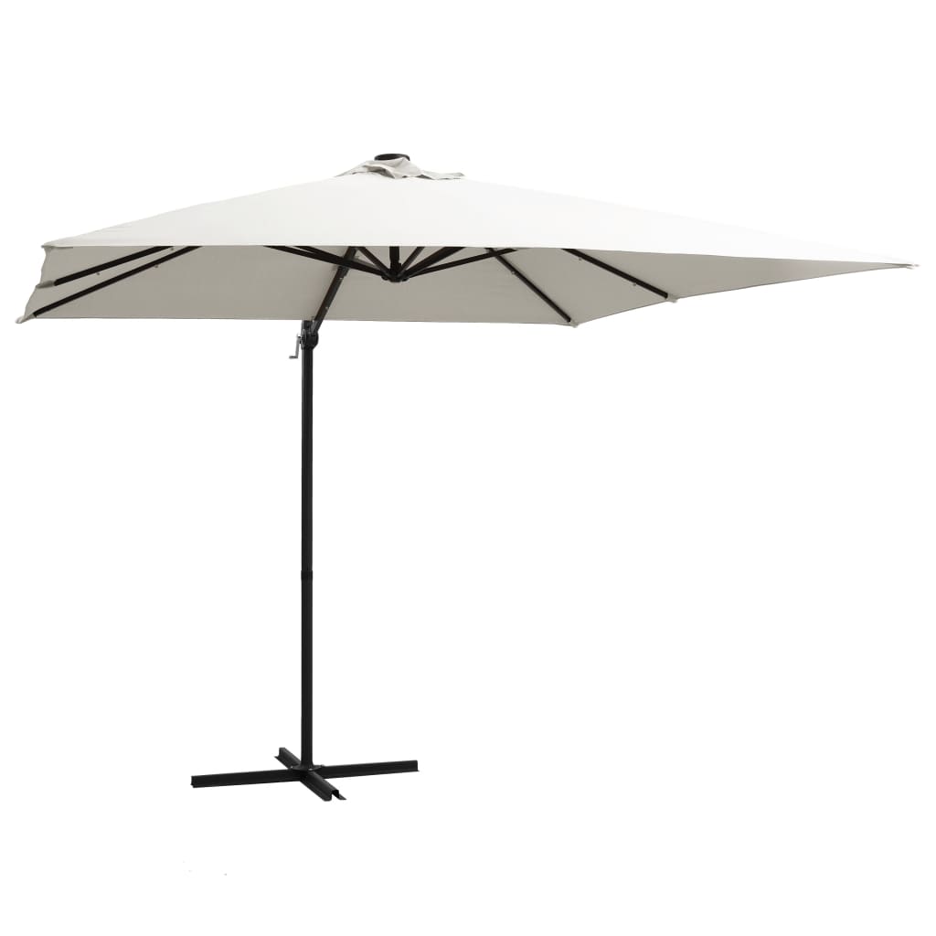 Zweefparasol Met Led-Verlichting En Paal 250X250 Cm Azuurblauw