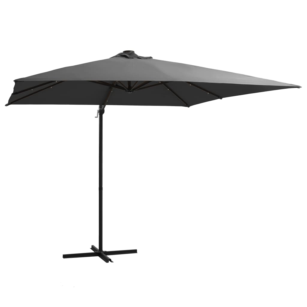 Zweefparasol Met Led-Verlichting En Paal 250X250 Cm Azuurblauw