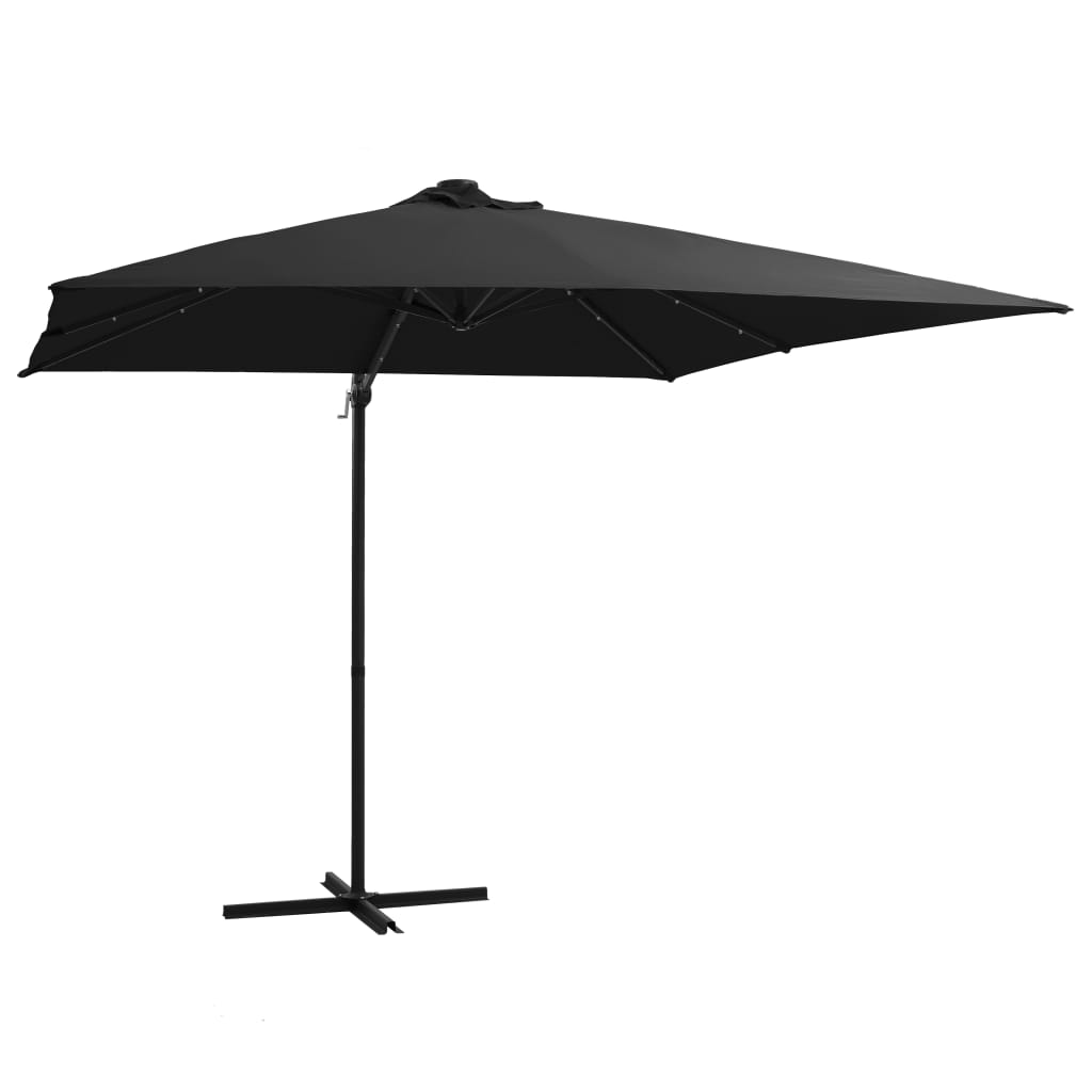 Zweefparasol Met Led-Verlichting En Paal 250X250 Cm Azuurblauw