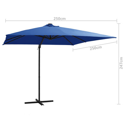 Zweefparasol Met Led-Verlichting En Paal 250X250 Cm Azuurblauw