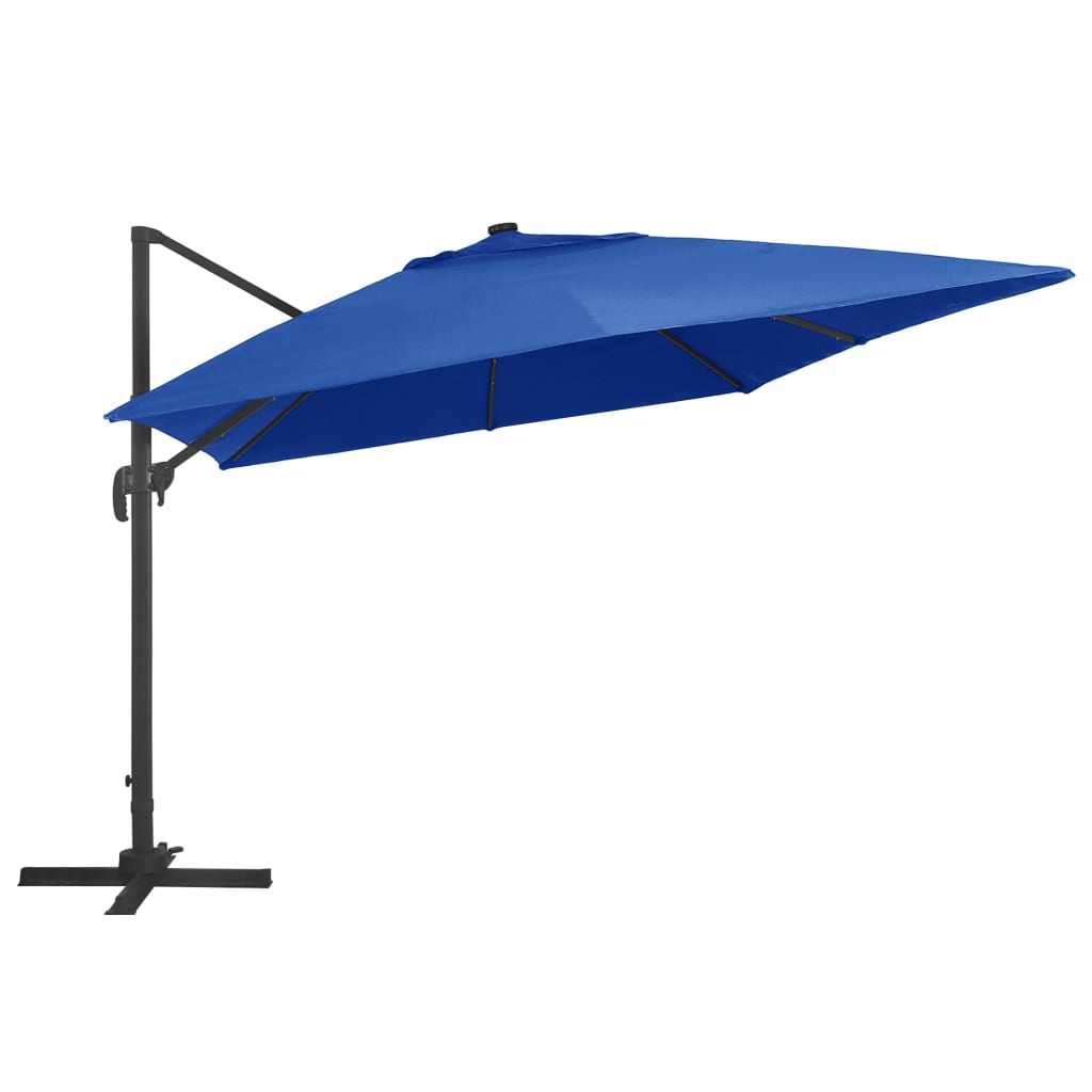 Zweefparasol Met Led-Verlichting En Paal Azuurblauw