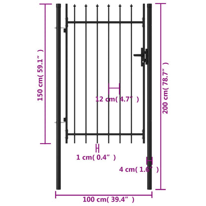 Poort Met Enkel 1X1,5 M Staal Zwart