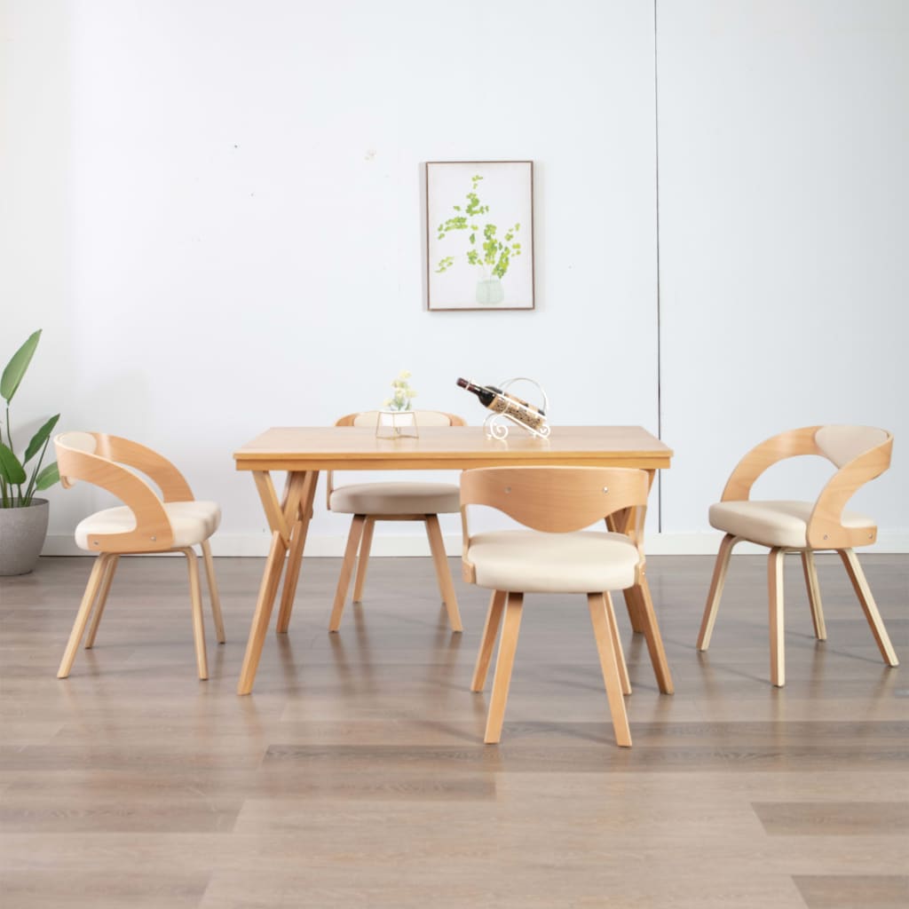 Eetkamerstoelen Gebogen Hout En Kunstleer