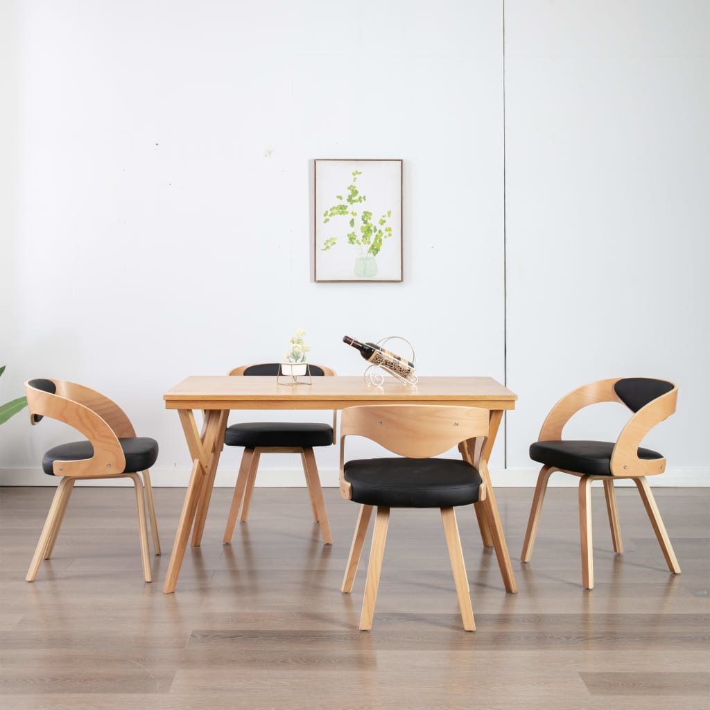 Eetkamerstoelen Gebogen Hout En Kunstleer