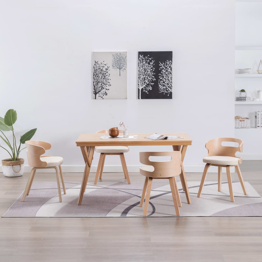 Eetkamerstoelen Gebogen Hout En Kunstleer Kleurig