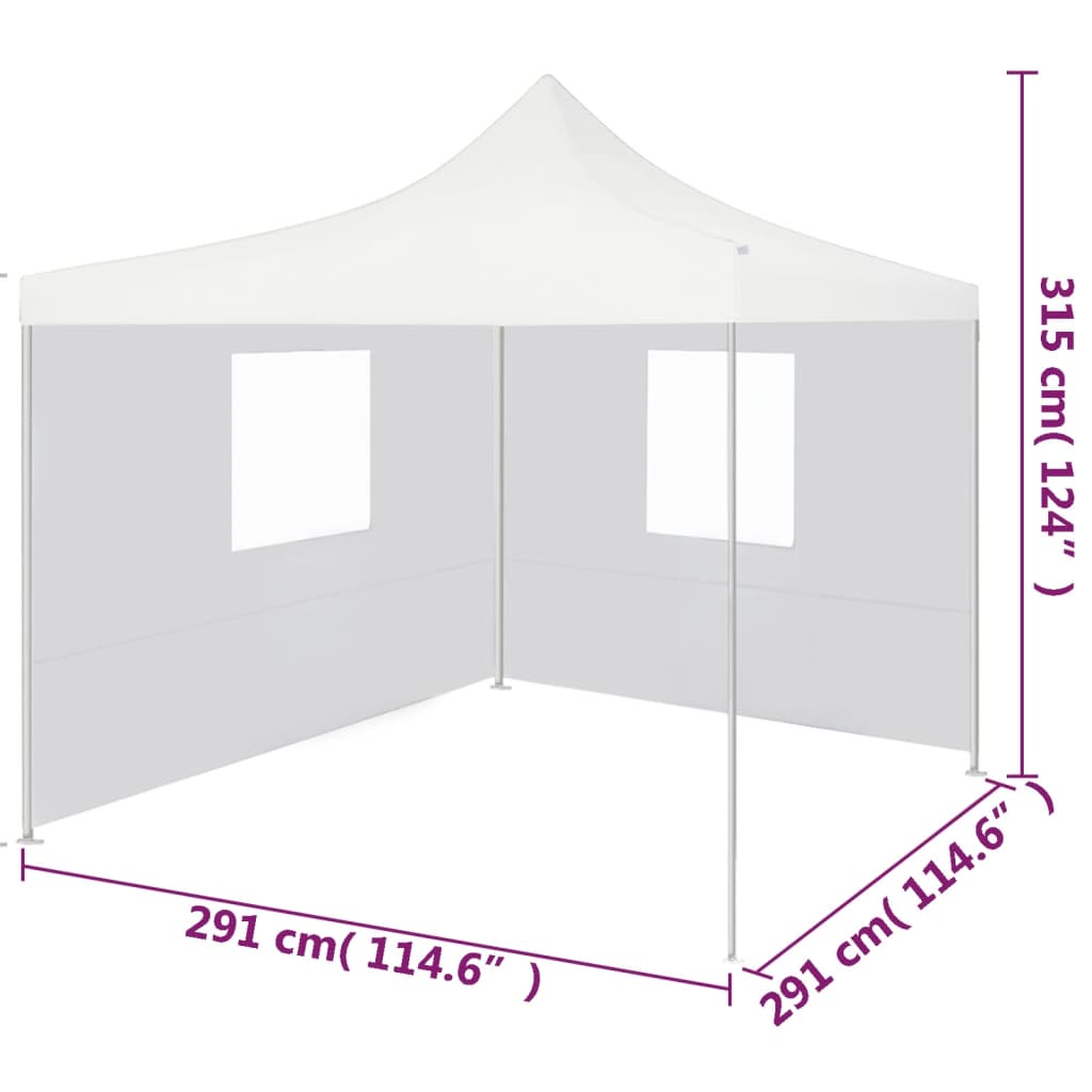 Partytent Met 2 Zijwanden Inklapbaar 3X3 M Staal Wit