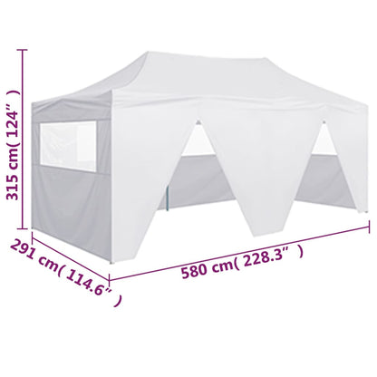 Partytent Met 4 Zijwanden Inklapbaar 3X6 M Staal Wit