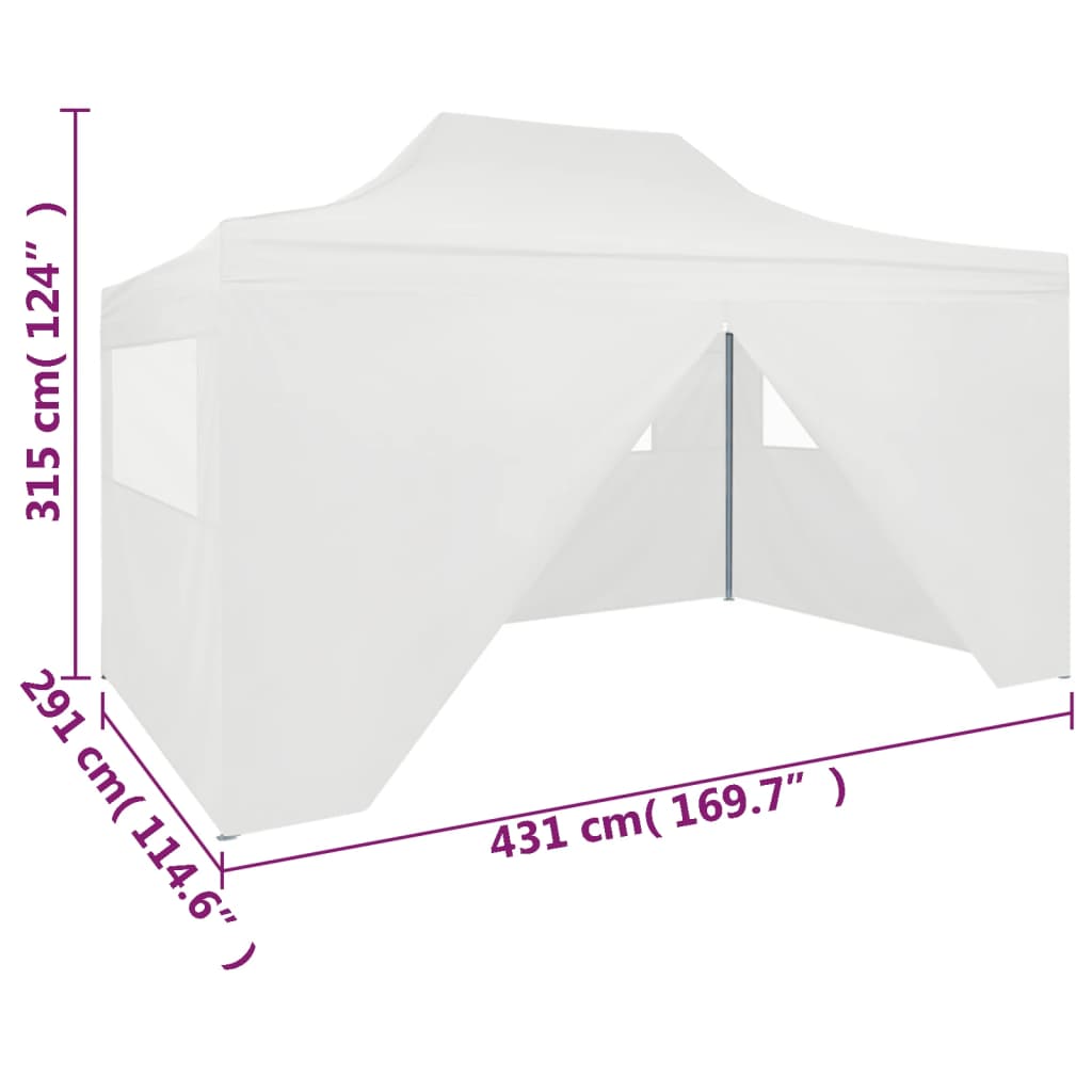 Partytent Met 4 Zijwanden Inklapbaar 3X4,5 M Wit