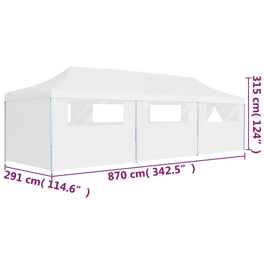 Partytent Pop-Up Met 8 Zijwanden 3X9 M Wit