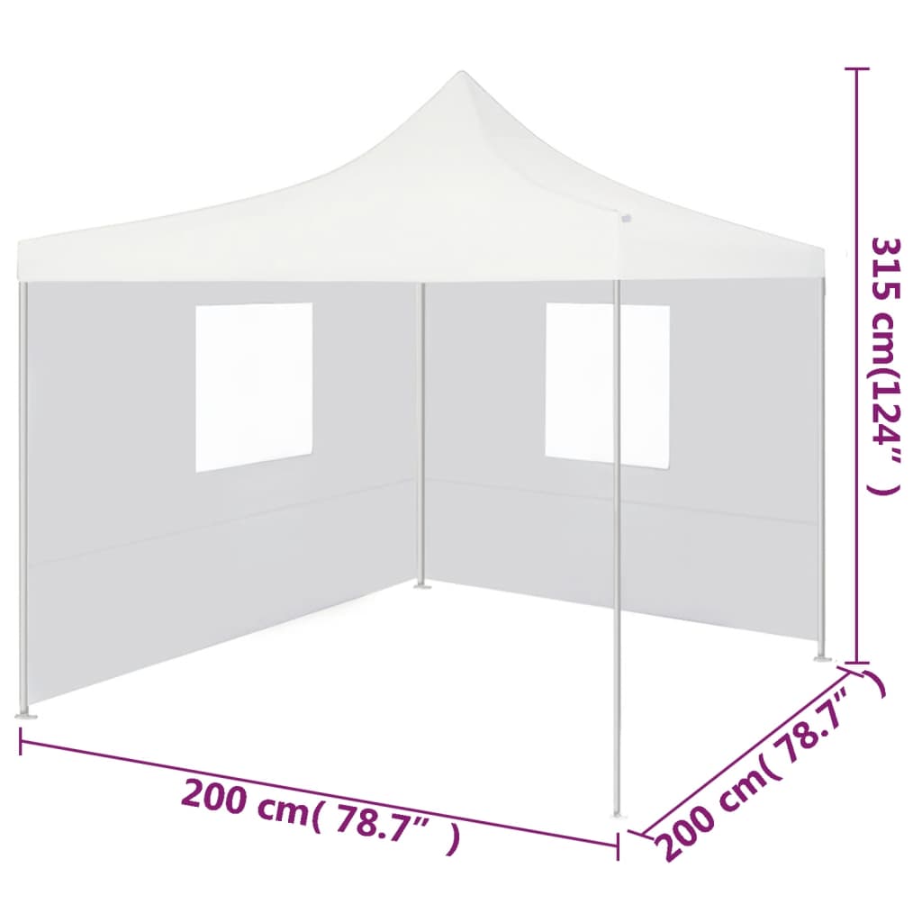 Partytent Met 2 Zijwanden Inklapbaar 2X2 M Staal Wit