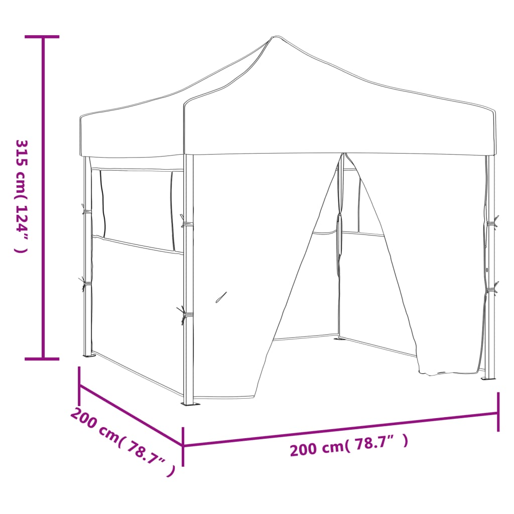 Partytent Met 4 Zijwanden Inklapbaar 2X2 M Staal