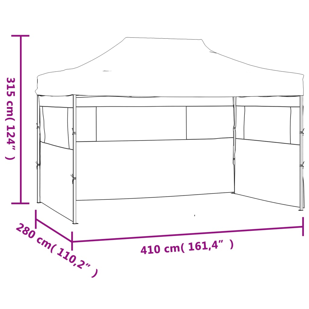 Partytent Met 3 Zijwanden Inklapbaar 3X4 M Staal