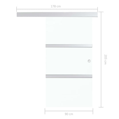 Schuifdeur Met Zachte Stops 90X205 Cm Esg-Glas En Aluminium