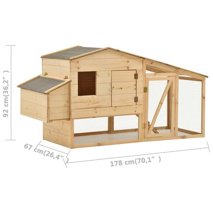 Kippenhok 178X67X92 Cm Massief Grenenhout