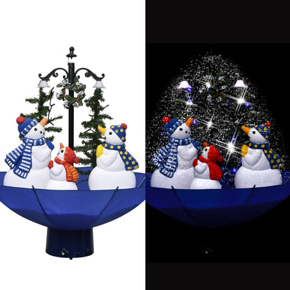 Kerstboom Sneeuwend Met Paraplubasis 170 Cm Pvc Blauw