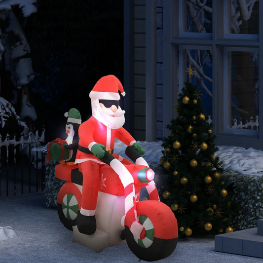 Kerstman Opblaasbaar Op Motorfiets Led Ip44 160 Cm