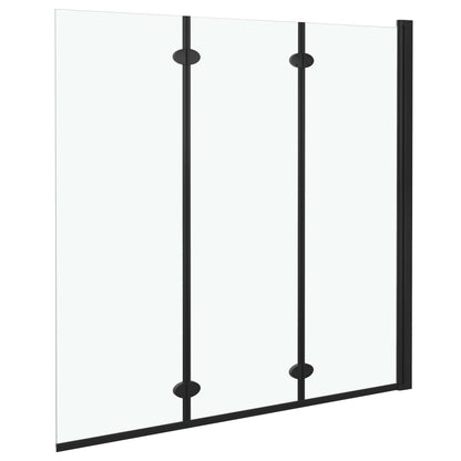 Douchewand Inklapbaar 3 Panelen 130X138 Cm Esg Zwart