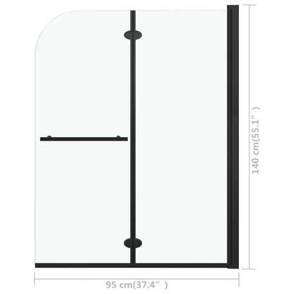 Douchewand Inklapbaar 2 Panelen 95X140 Cm Esg Zwart