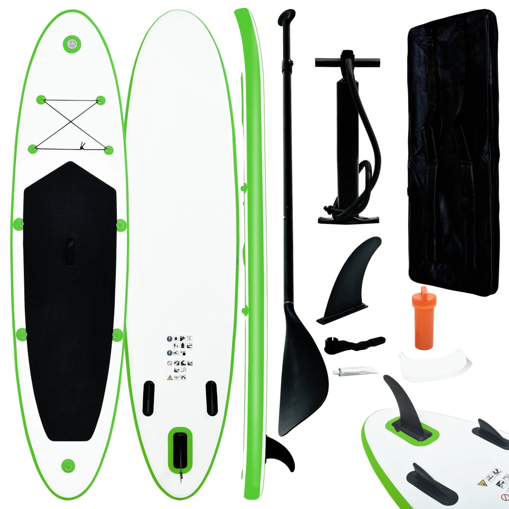 Stand Up Paddleboardset Opblaasbaar Groen En Wit