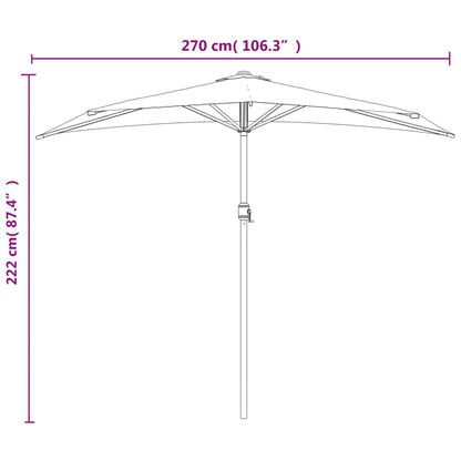 Balkonparasol Half Met Aluminium Paal 270X144X222 Cm