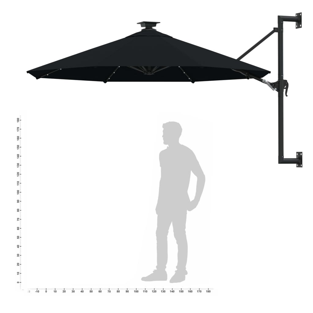 Wandparasol Met Led's En Metalen Paal 300 Cm