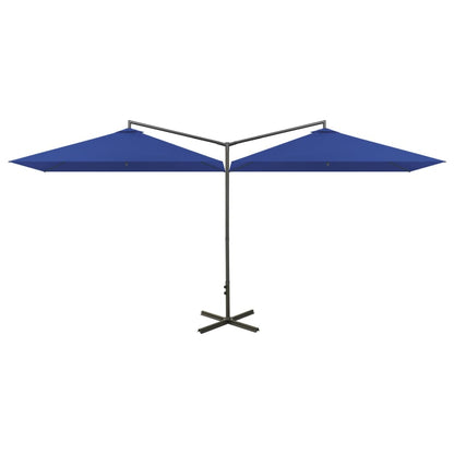 Parasol Dubbel Met Stalen Paal 600X300 Cm Azuurblauw