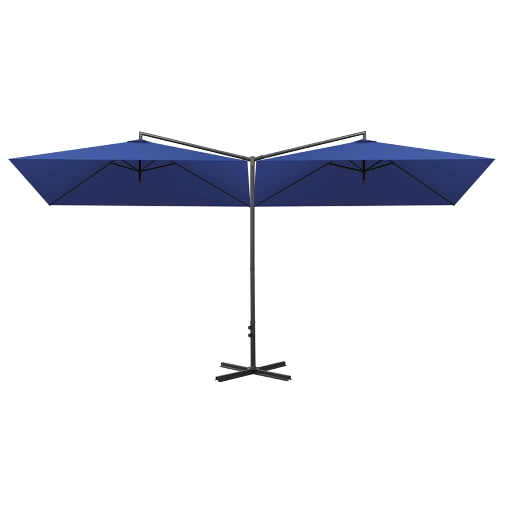 Parasol Dubbel Met Stalen Paal 600X300 Cm Azuurblauw