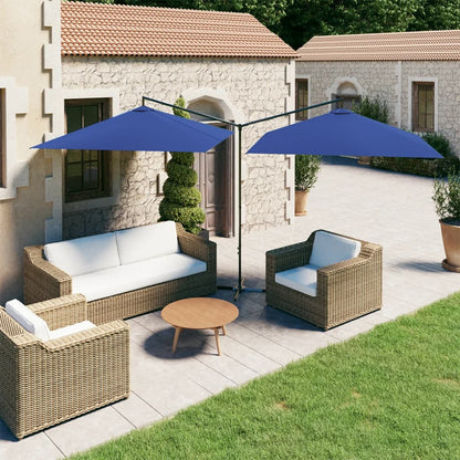 Parasol Dubbel Met Stalen Paal 600X300 Cm Azuurblauw