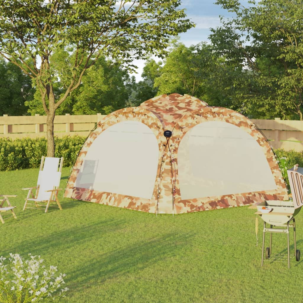 Partytent Met Led En 4 Zijwanden 3,6X3,6X2,3 M Camouflage