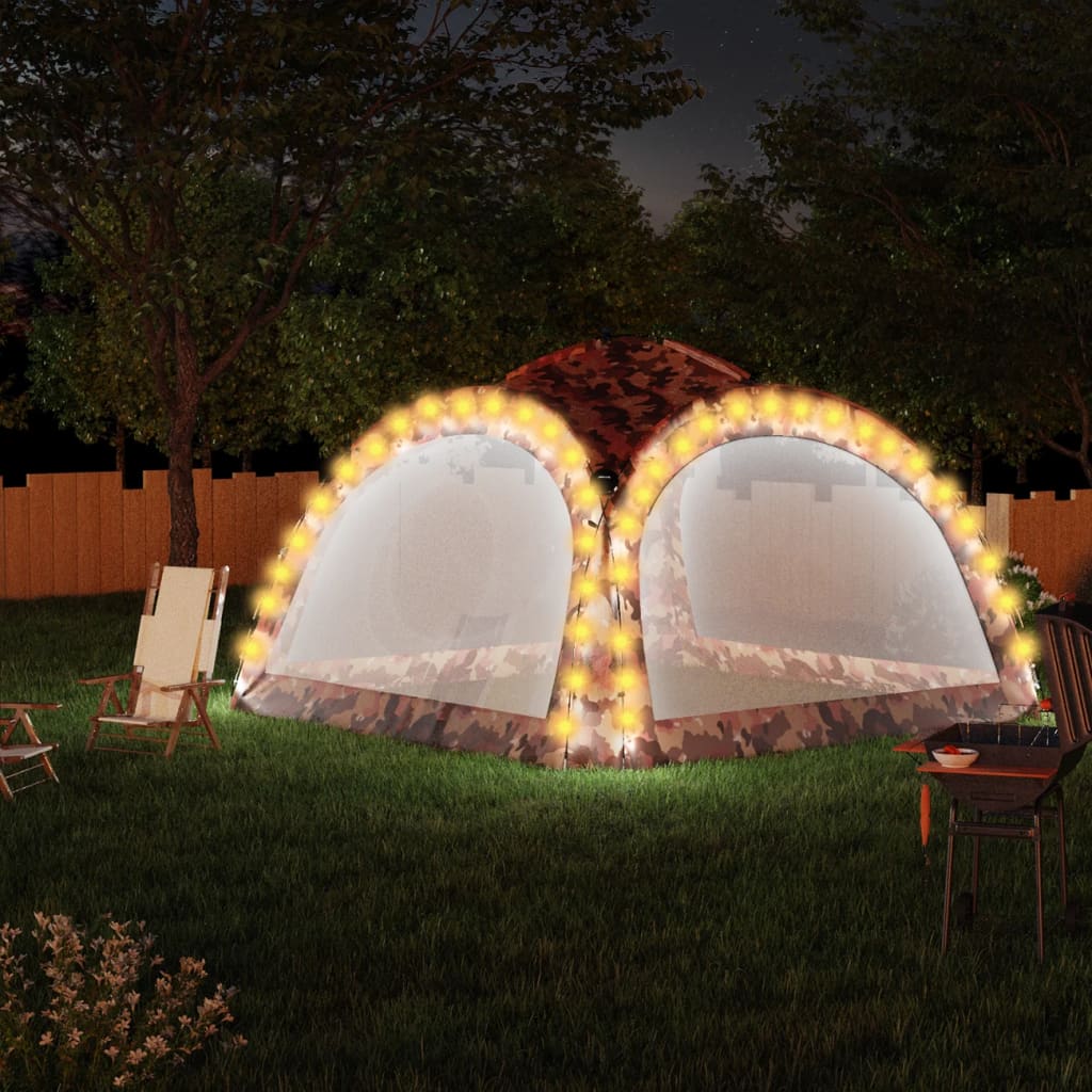 Partytent Met Led En 4 Zijwanden 3,6X3,6X2,3 M Camouflage