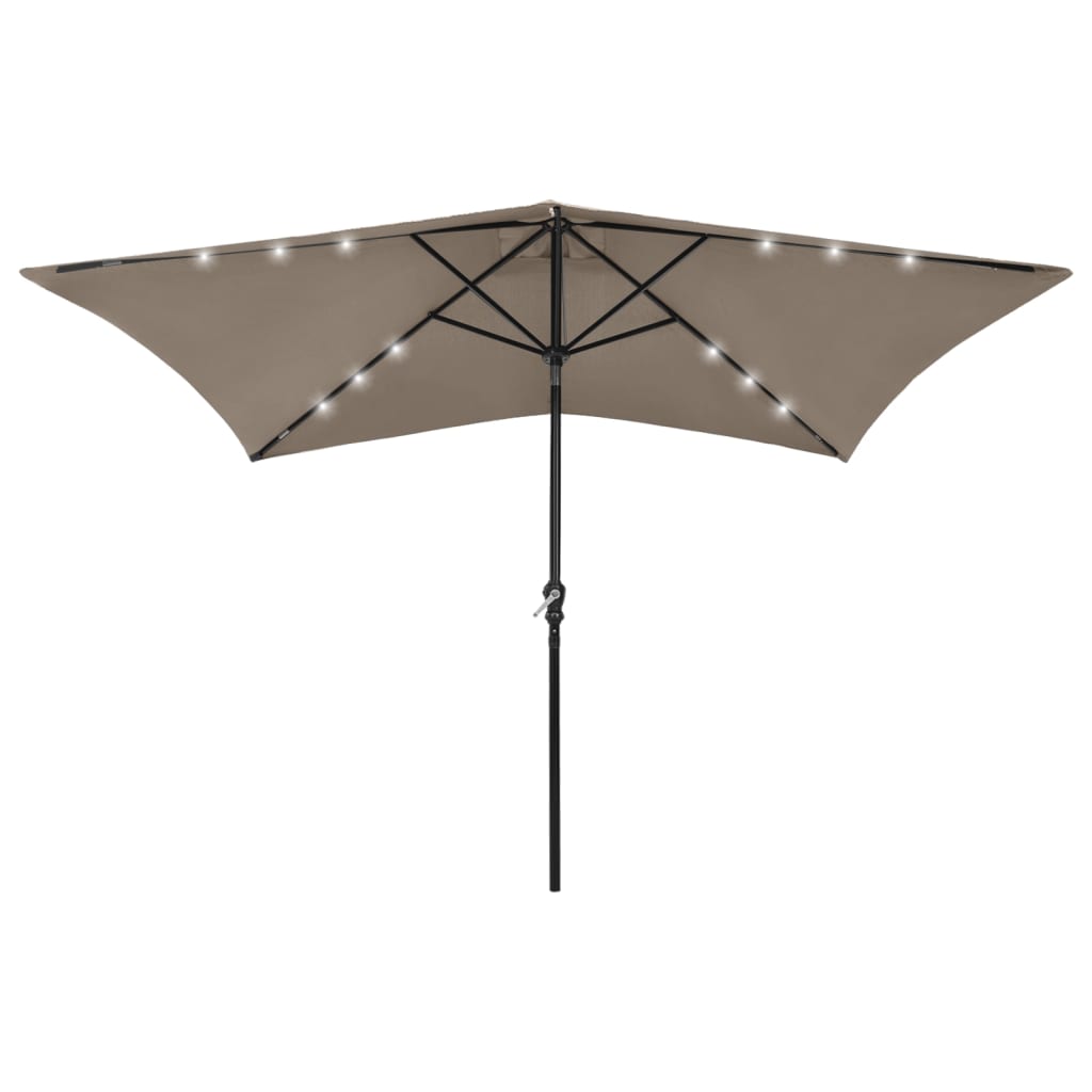 Parasol Met Led's En Stalen Paal 2X3 M Azuurblauw