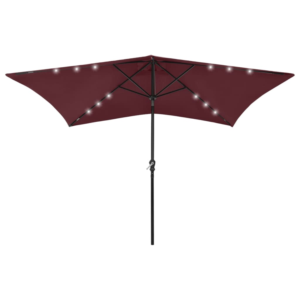 Parasol Met Led's En Stalen Paal 2X3 M Azuurblauw