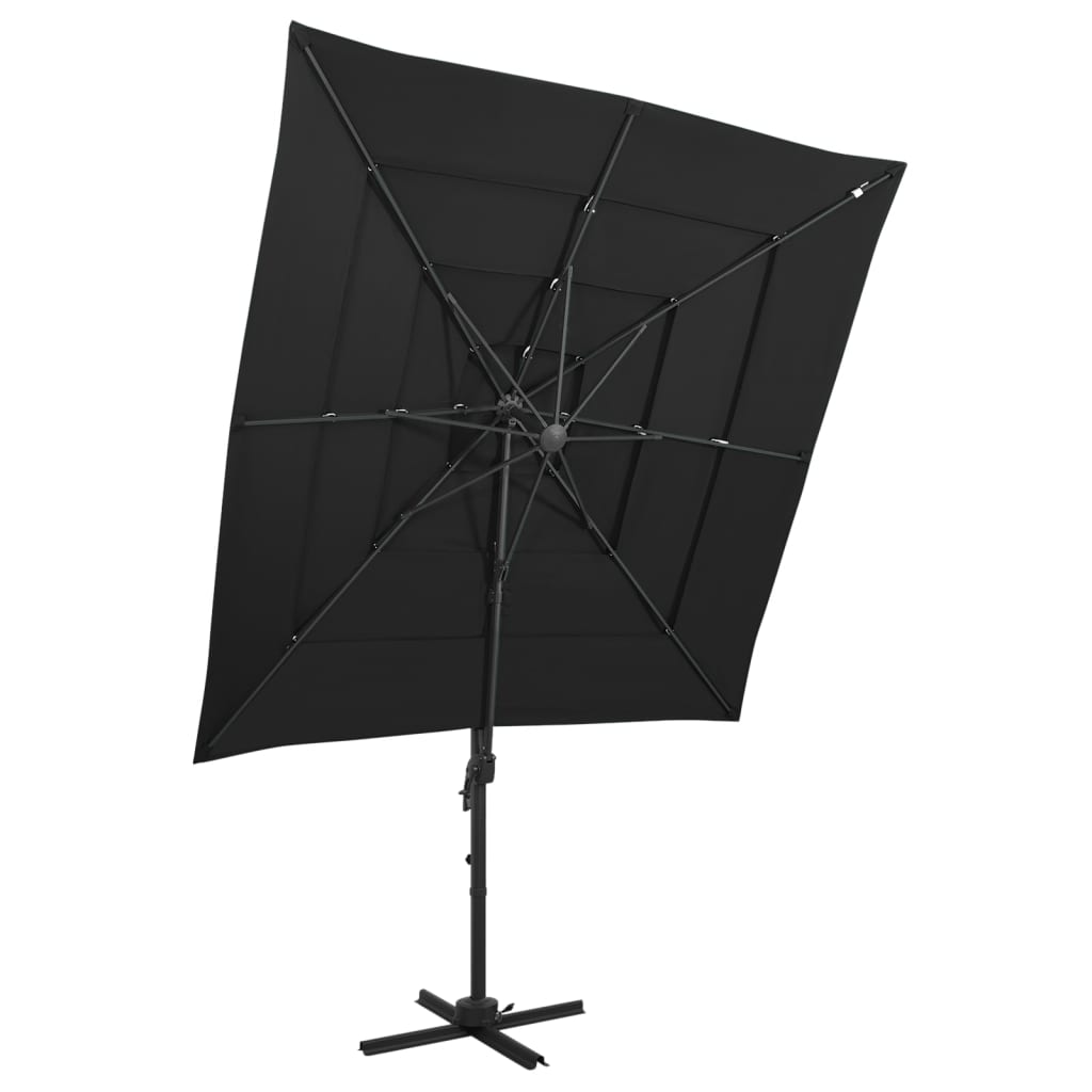 Parasol 4-Laags Met Aluminium Paal 250X250 Cm Azuurblauw