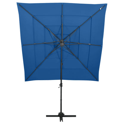 Parasol 4-Laags Met Aluminium Paal 250X250 Cm Azuurblauw