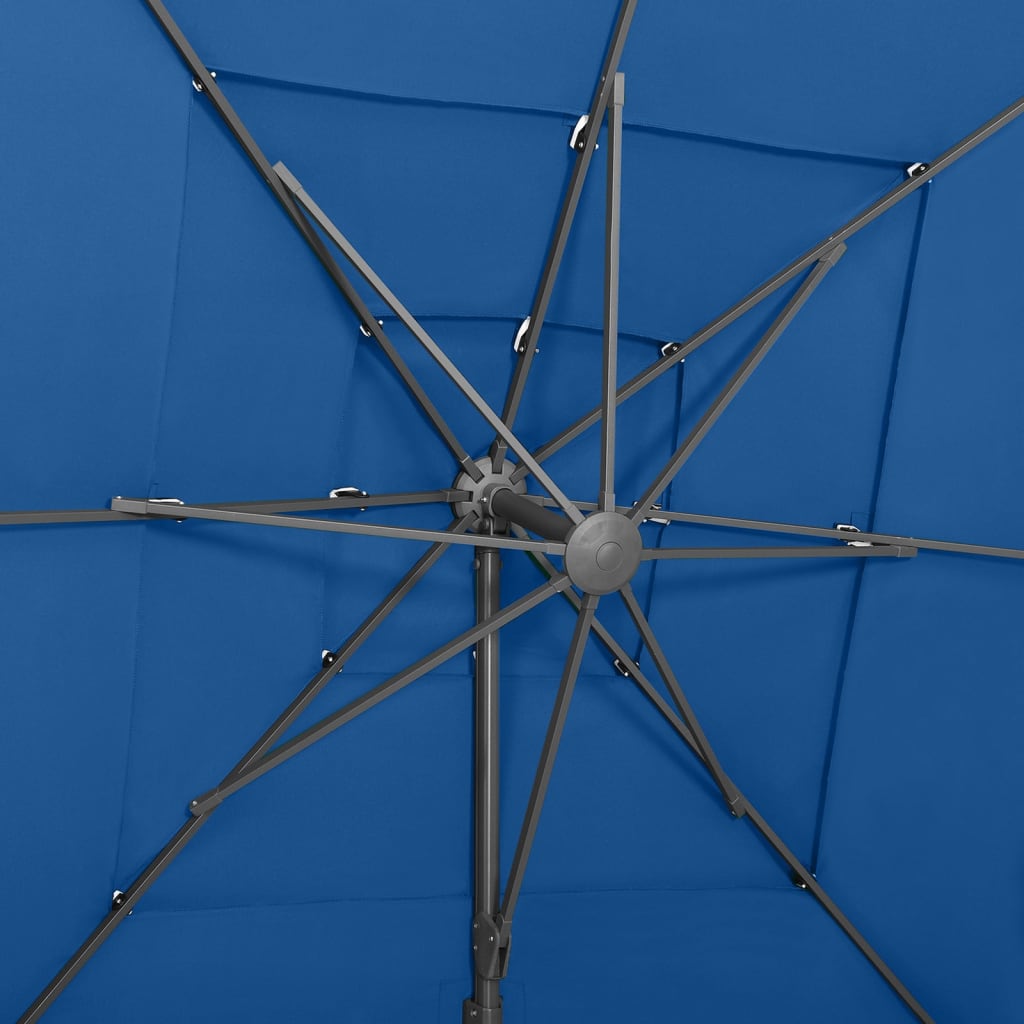 Parasol 4-Laags Met Aluminium Paal 250X250 Cm Azuurblauw