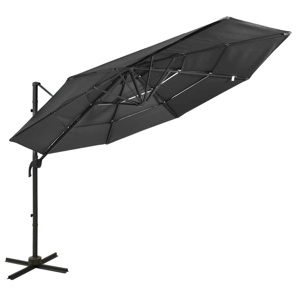 Parasol 4-Laags Met Aluminium Paal 3X3 M Azuurblauw