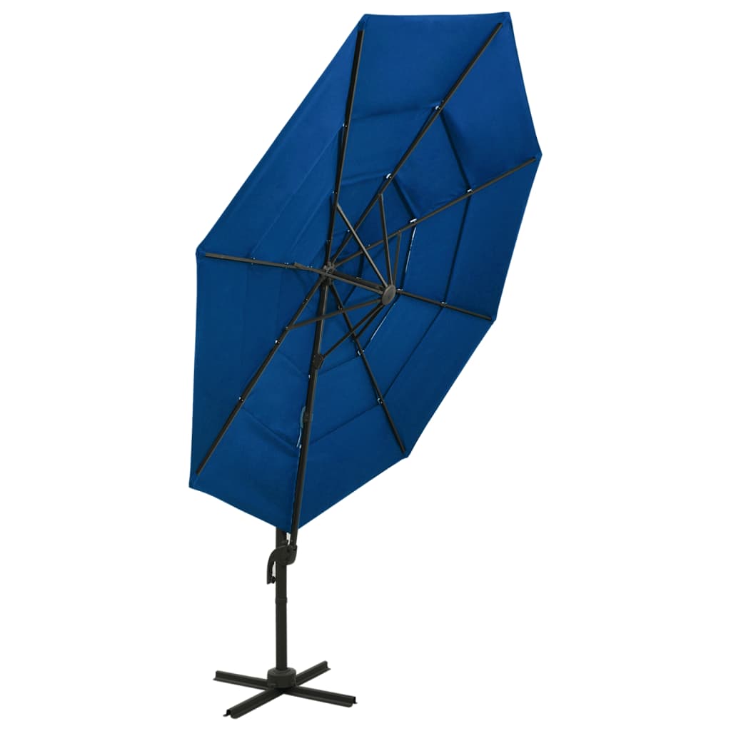 Parasol 4-Laags Met Aluminium Paal 3X3 M Azuurblauw