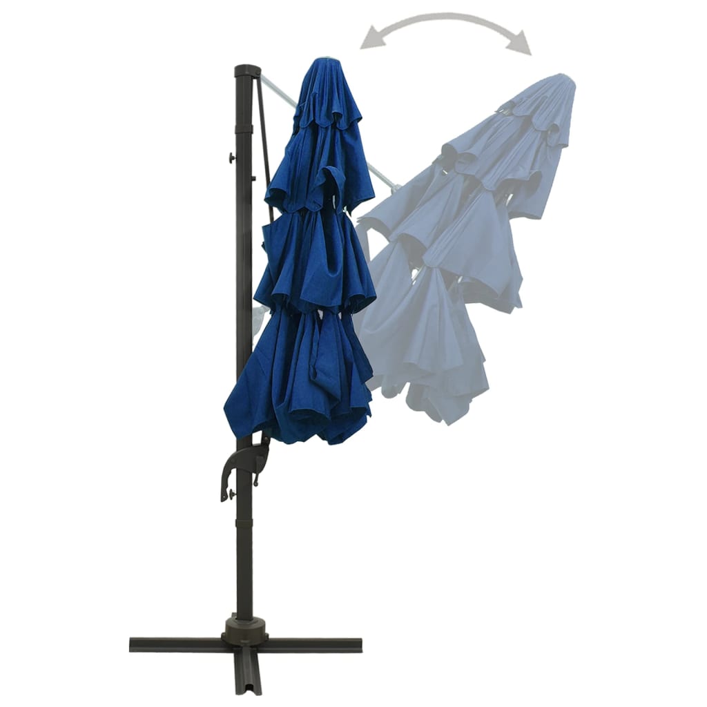 Parasol 4-Laags Met Aluminium Paal 3X3 M Azuurblauw