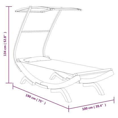 Loungebed Met Luifel 100X190X134 Cm Gebogen Hout Antracietkleur