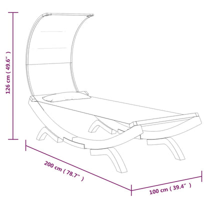 Loungebed Met Luifel 100X200X126 Cm Gebogen Hout Antracietkleur