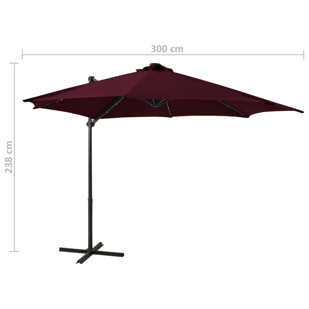 Zweefparasol Met Paal En Led-Verlichting