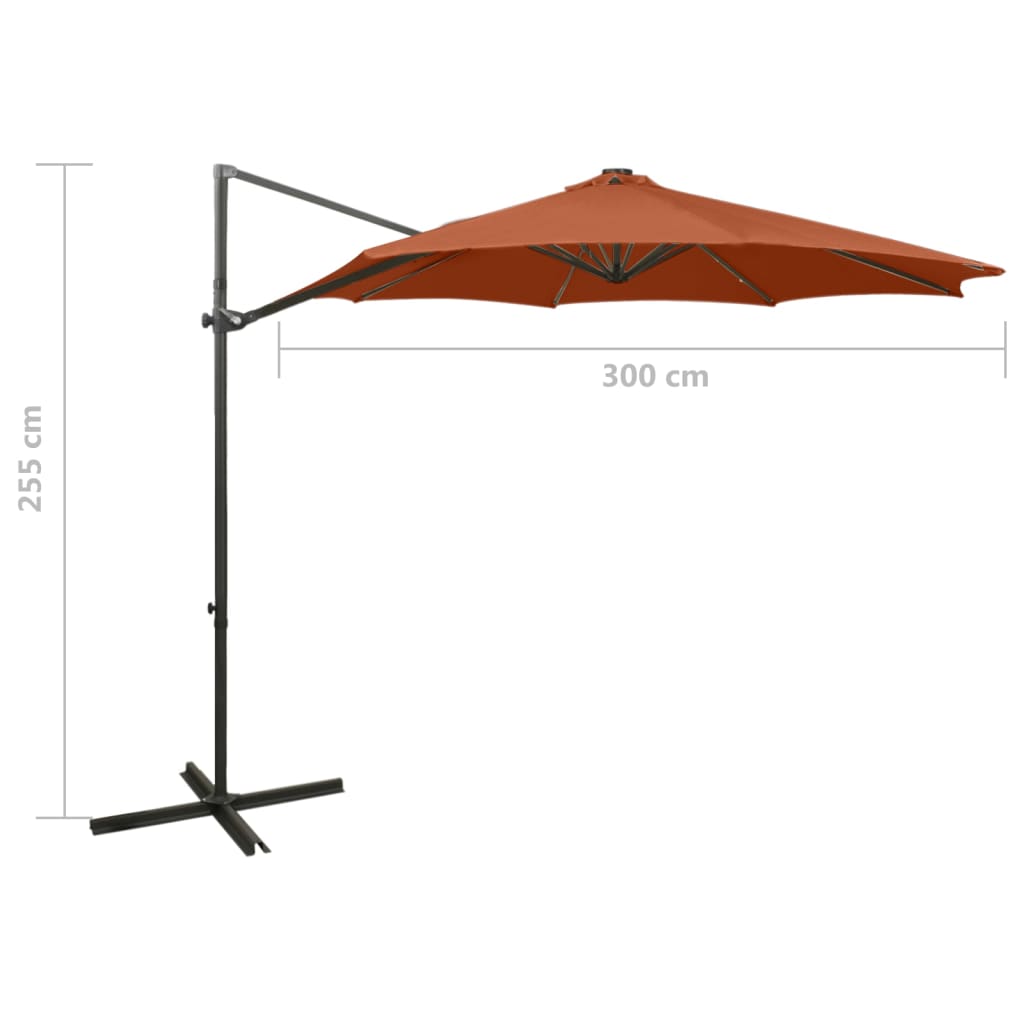 Zweefparasol Met Paal En Led-Verlichting 300 Cm Terracottakleur