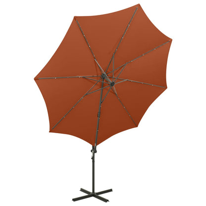 Zweefparasol Met Paal En Led-Verlichting 300 Cm Terracottakleur